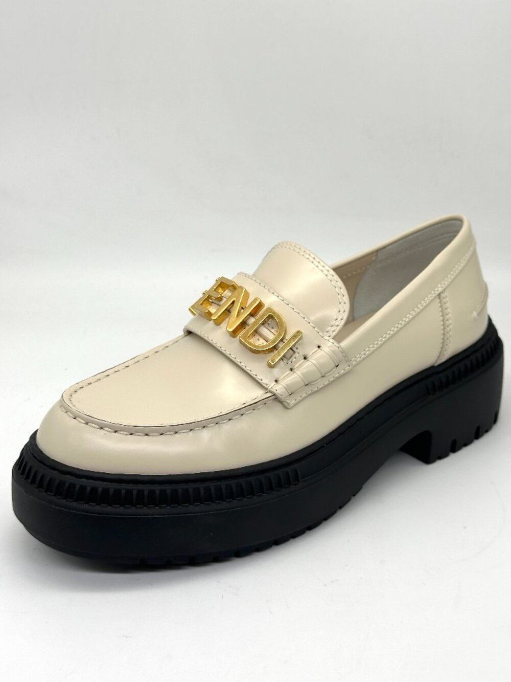 FENDI Fendigraphy Graphy Signature Logo Leather Platform Loafers Shoes - Picture 3 of 16